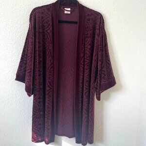 Soma Sz S / M Burgundy Velvet Burnout Kimono Wrapper Topper Fairy Gothic Boho